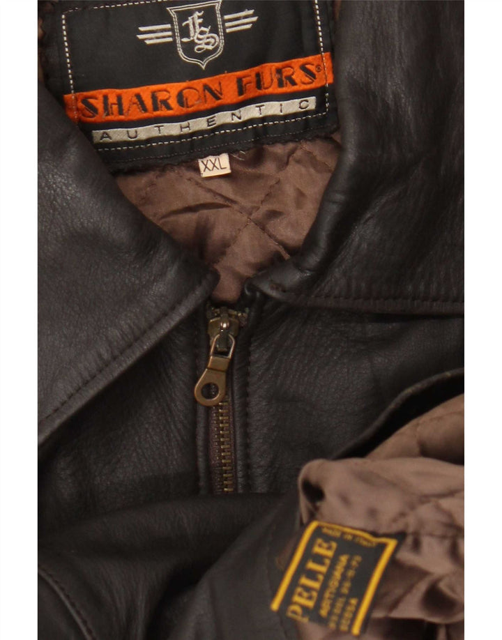Ανδρικό Δερμάτινο Μπουφάν Sharon Furs UK 44 2XL Καφέ