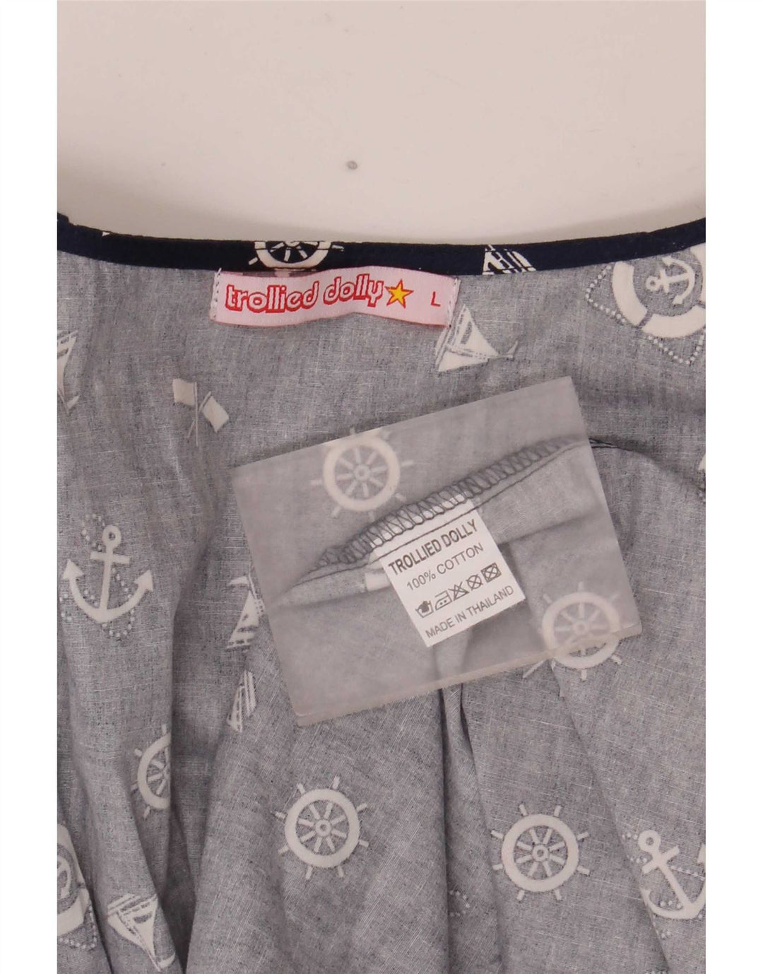 Τρόλι γυναικείο φόρεμα με μοτίβο A-Line UK 14 Large Navy Blue