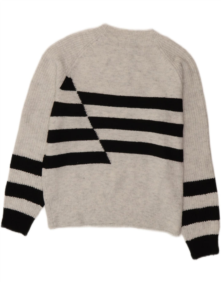 Marks & Spencer Γυναικείο πουλόβερ με λαιμόκοψη UK 10 Small Grey ριγέ