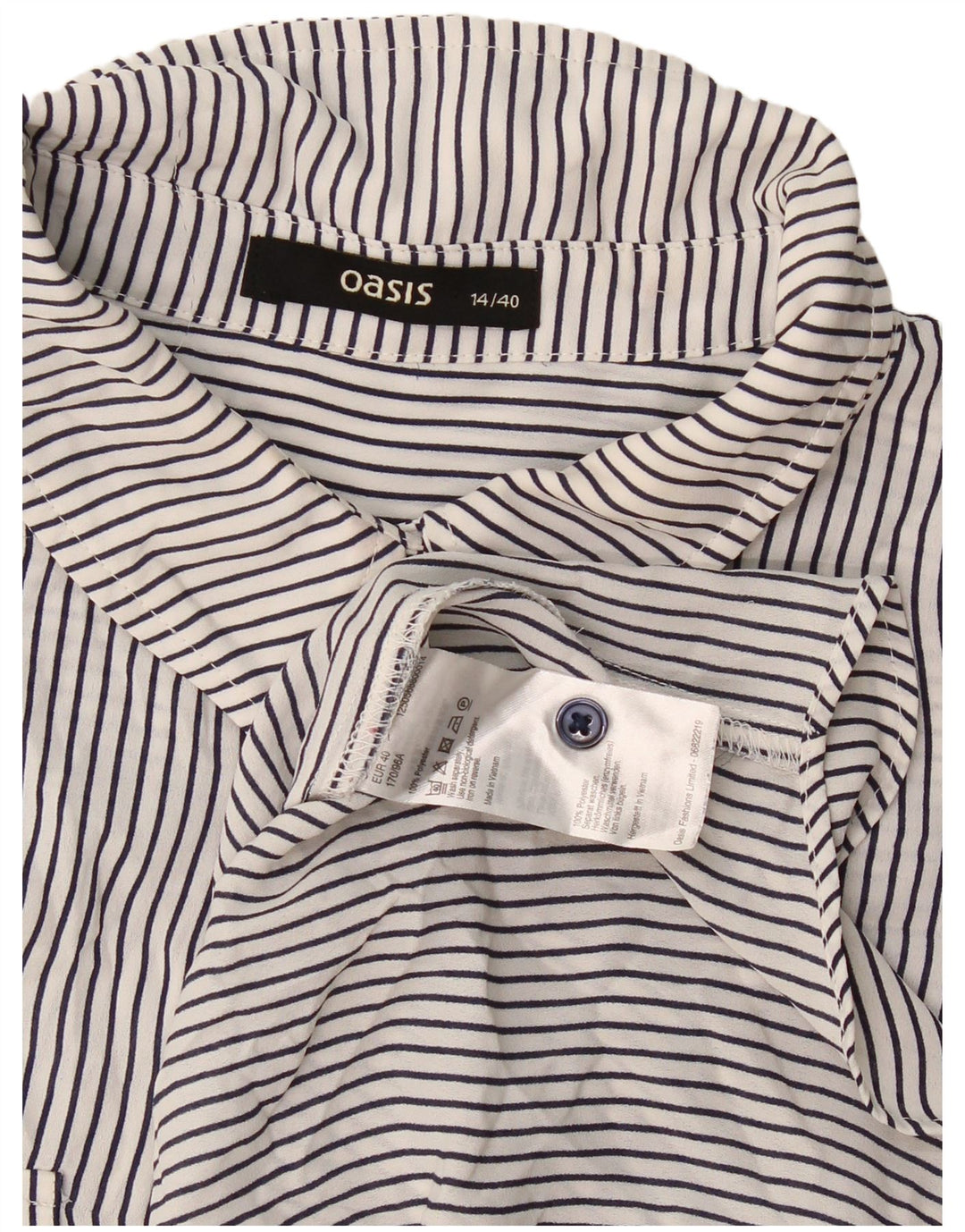 Γυναικείο πουλόβερ μπλούζα Oasis UK 14 Large White Pinstripe Polyester