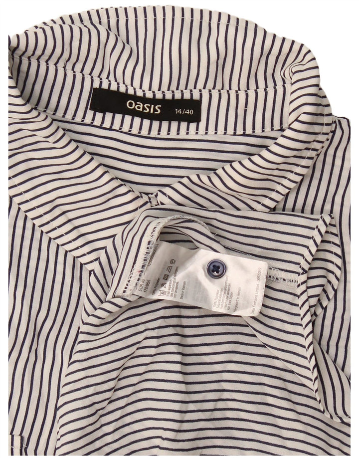 Γυναικείο πουλόβερ μπλούζα Oasis UK 14 Large White Pinstripe Polyester