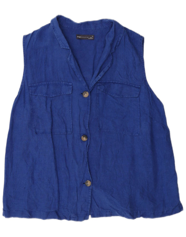 Marks & Spencer Γυναικεία Αμάνικη Μπλούζα UK 18 XL Μπλε βαμβακερή