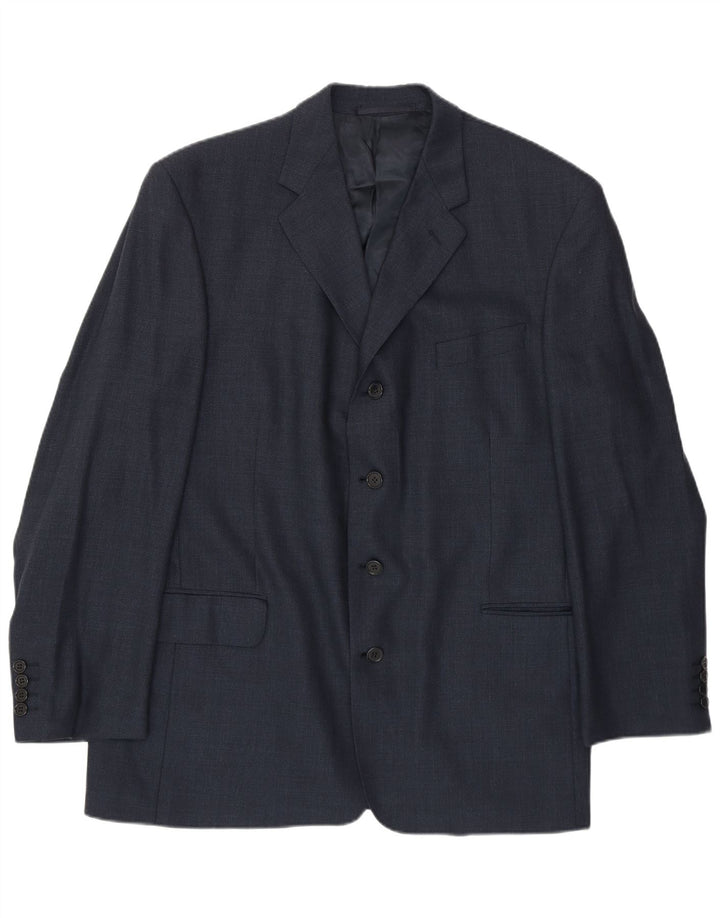 JAEGER Mens 4 Button Blazer Jacket IT 54 2XL Navy Blue Wool