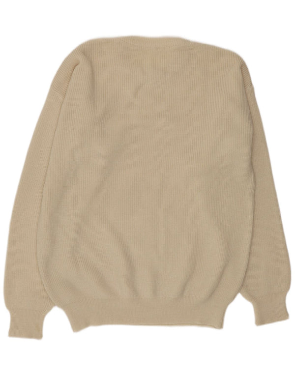 Vintage Ανδρικό πουλόβερ με λαιμόκοψη XL Off White Ακρυλικό