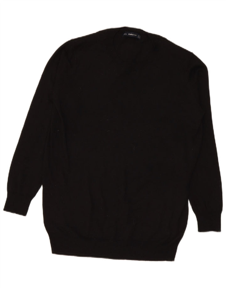 Zara Γυναικείο πουλόβερ με λαιμόκοψη UK 14 Medium Μαύρο