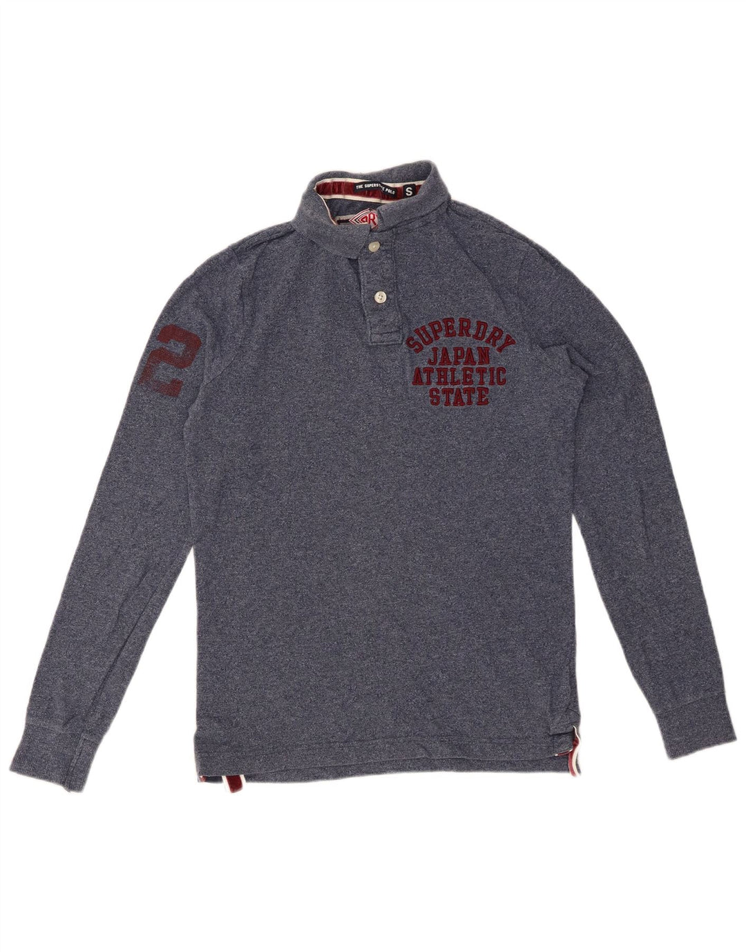 Ανδρικό μακρυμάνικο μπλουζάκι πόλο SUPERDRY Μικρό μπλε ναυτικό βαμβακερό