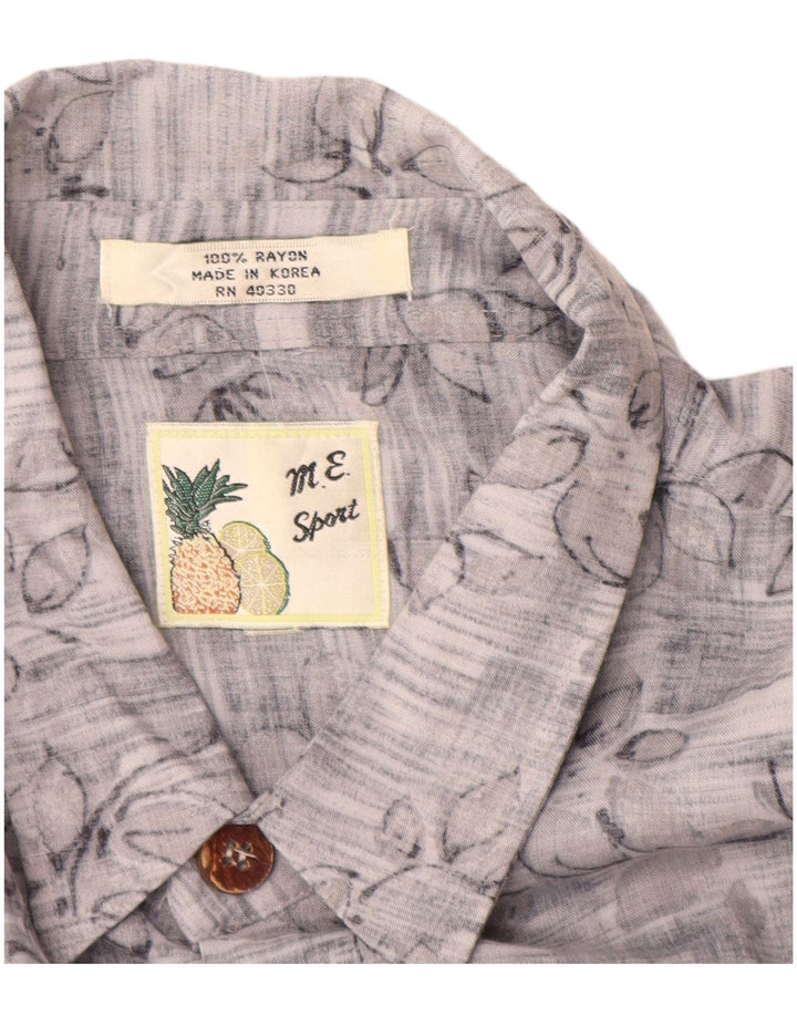 Vintage Ανδρικό κοντομάνικο πουκάμισο XL Γκρι Floral Rayon