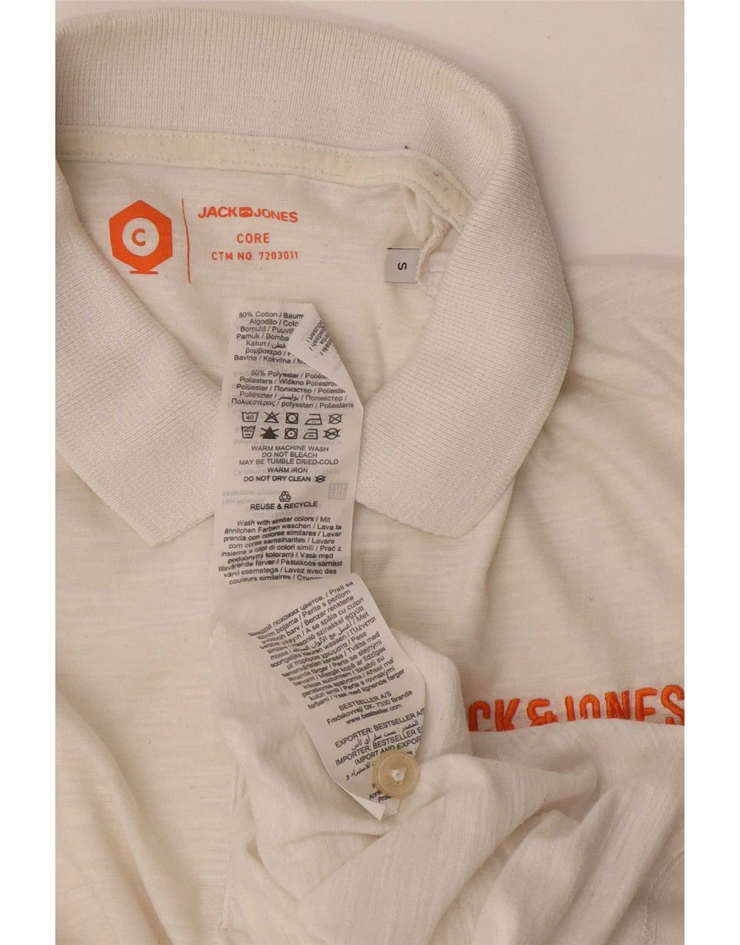 Ανδρικό μπλουζάκι πόλο Jack & Jones, μικρό λευκό βαμβακερό