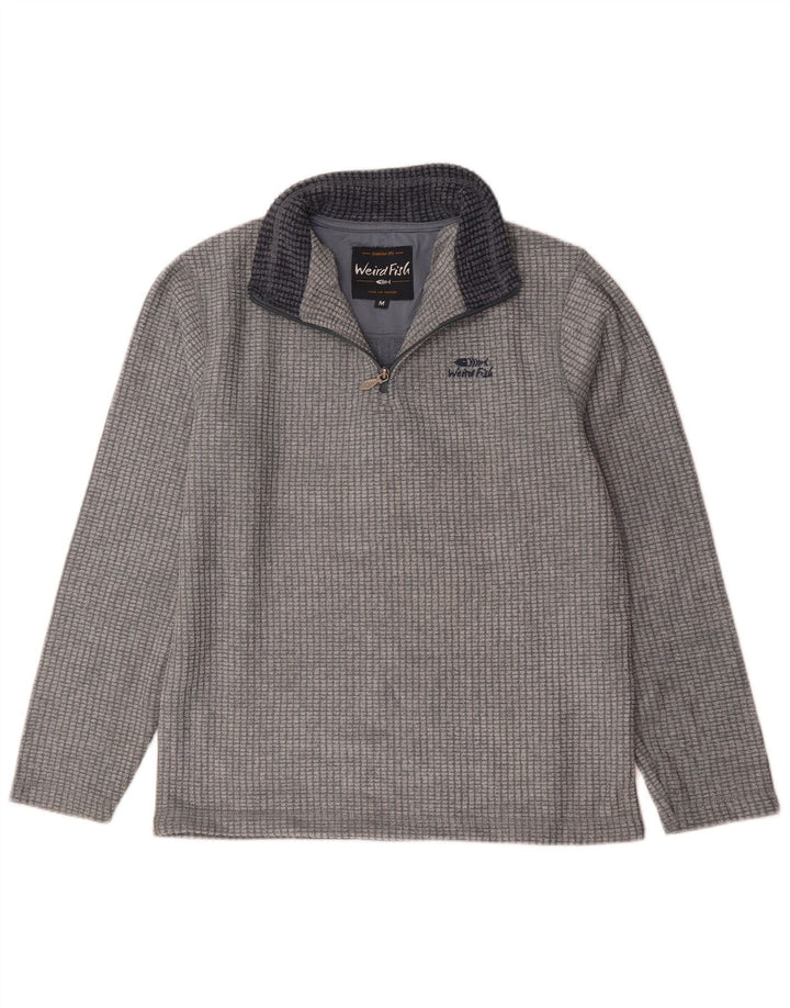Weird Fish Mens Zip Fleece Jumper Medium Grey Viscose
