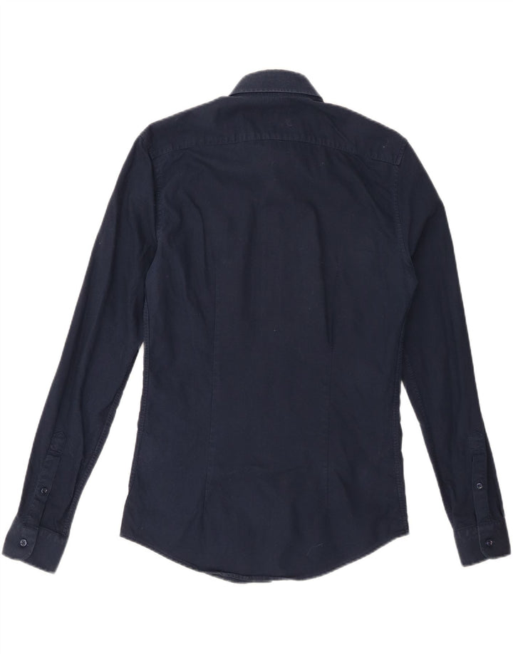 Ανδρικό πουκάμισο REISS Slim Fit Μικρό μπλε ναυτικό βαμβακερό