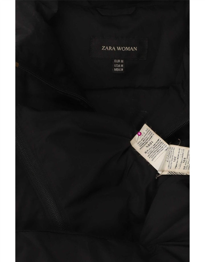 Zara Γυναικείο μπουφάν UK 14 Medium Black Polyamide