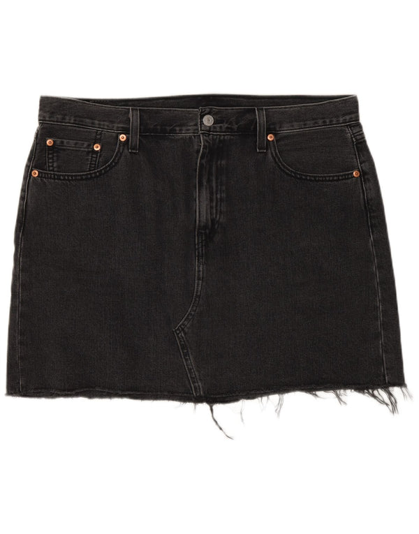 Γυναικεία τζιν φούστα με χαμηλόμεσο Levi's W32 μεγάλη μαύρη βαμβακερή