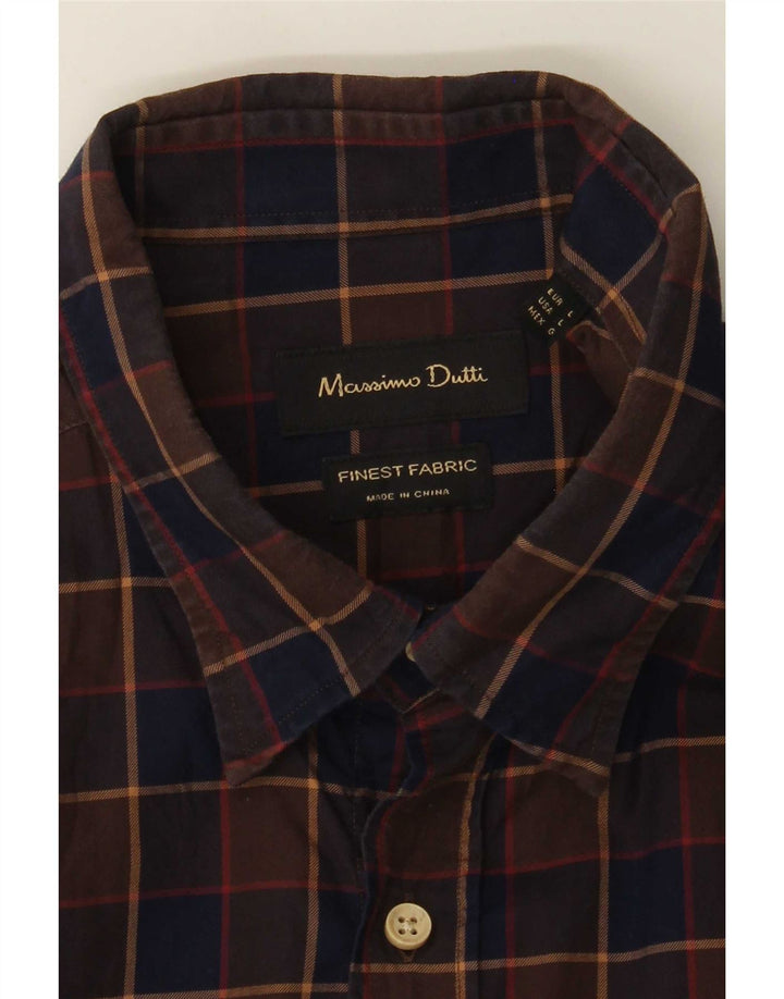 Ανδρικό πουκάμισο Massimo Dutti με μεγάλο καφέ καρό