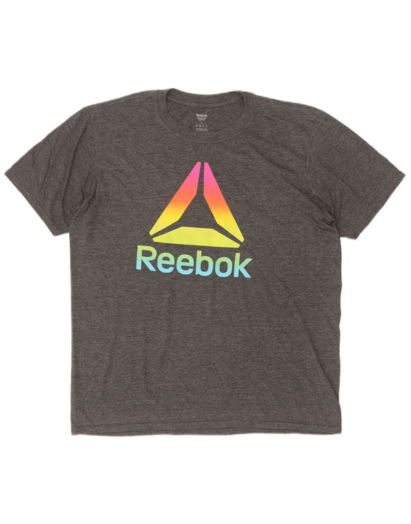 Ανδρικό γραφικό T-Shirt Reebok Top Large Grey Polyester