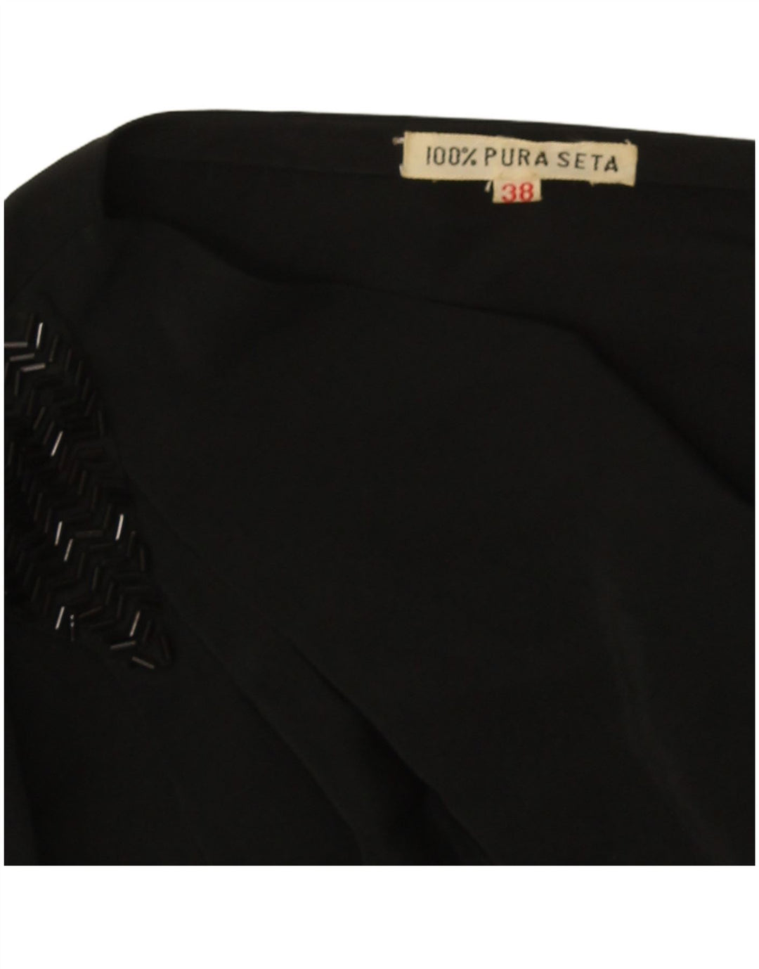 Vintage γυναικεία μακρυμάνικη μπλούζα Top EU 38 Medium Black Silk