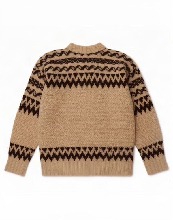 Vintage γυναικείο πουλόβερ με λαιμόκοψη UK 14 Medium Off White Fair Isle