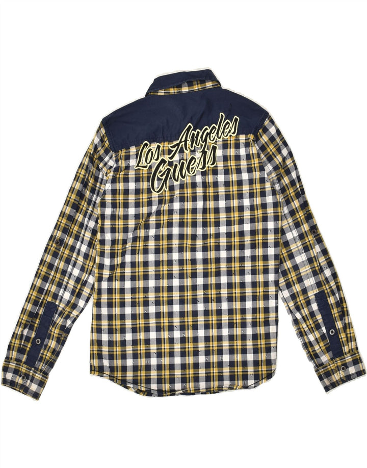 GUESS Boys Shirt 9-10 Years Yellow Check Cotton | Vintage Guess | Thrift | Second-Hand Guess | Used Clothing | Messina Hembry 