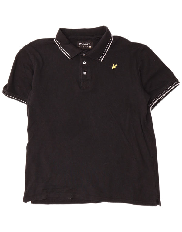Ανδρικό πουκάμισο πόλο Lyle & Scott 2XL μαύρο βαμβακερό
