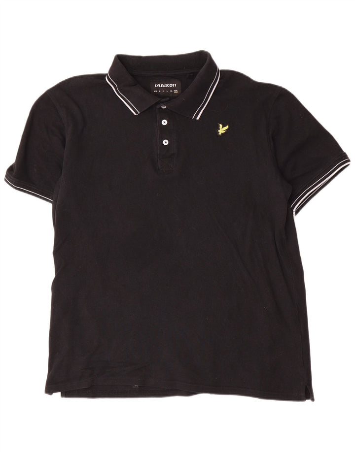 Ανδρικό πουκάμισο πόλο Lyle & Scott 2XL μαύρο βαμβακερό