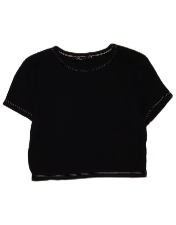Zara Γυναικείο T-Shirt Top UK 14 Large Navy Blue