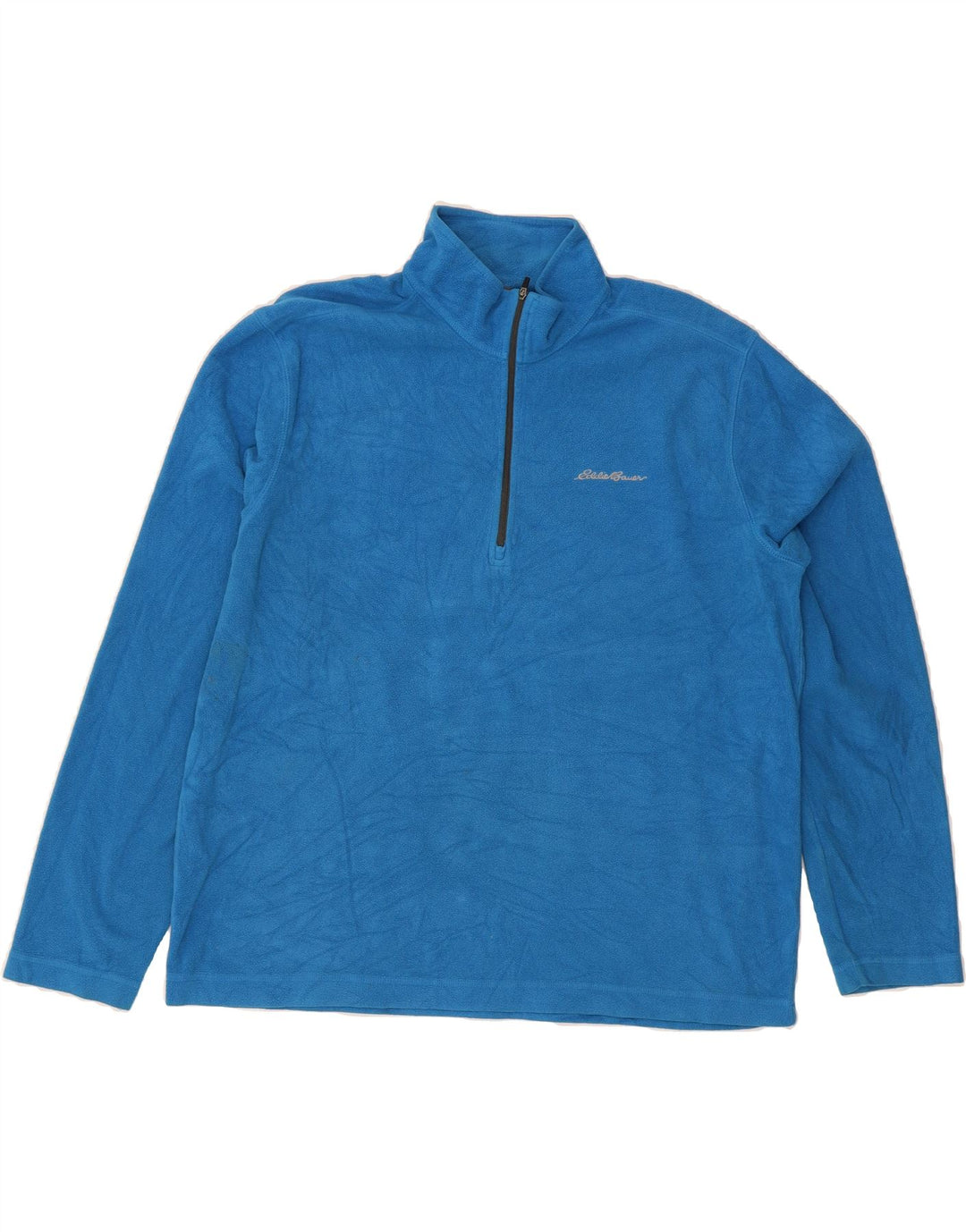 EDDIE BAUER Mens Zip Neck Fleece Jumper Large Blue Polyester Vintage Eddie Bauer and Second-Hand Eddie Bauer from Messina Hembry 