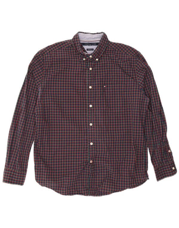 Tommy Hilfiger Ανδρικό πουκάμισο Classic Fit Large Navy Blue Check Cotton