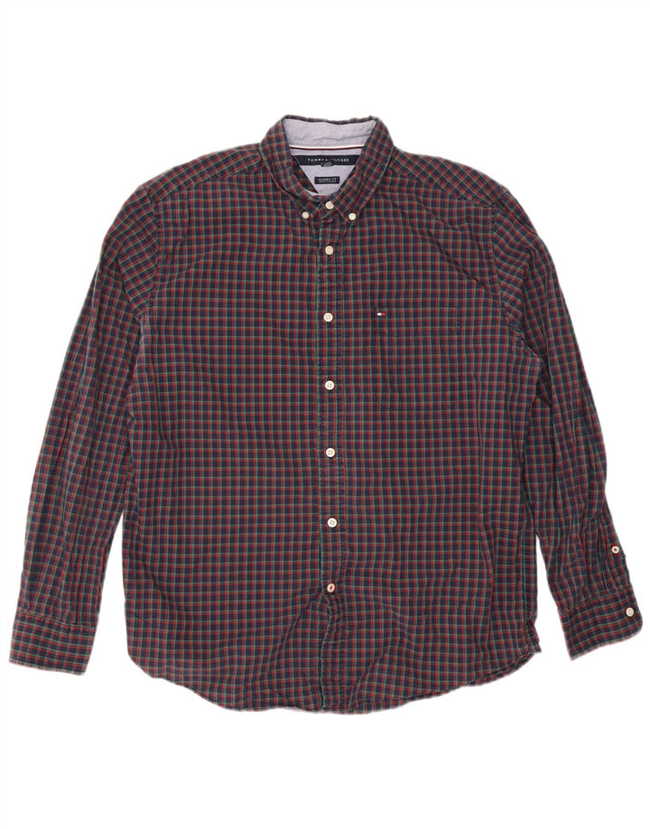 Tommy Hilfiger Ανδρικό πουκάμισο Classic Fit Large Navy Blue Check Cotton