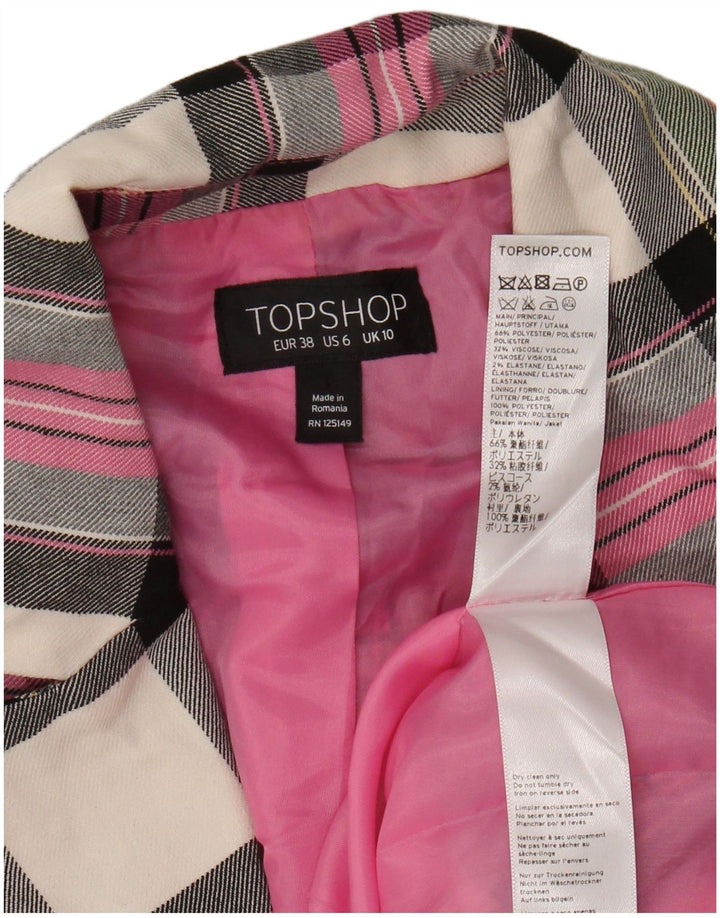 TOPSHOP Γυναικείο σακάκι με διπλό στήθος UK 10 Small Pink Check