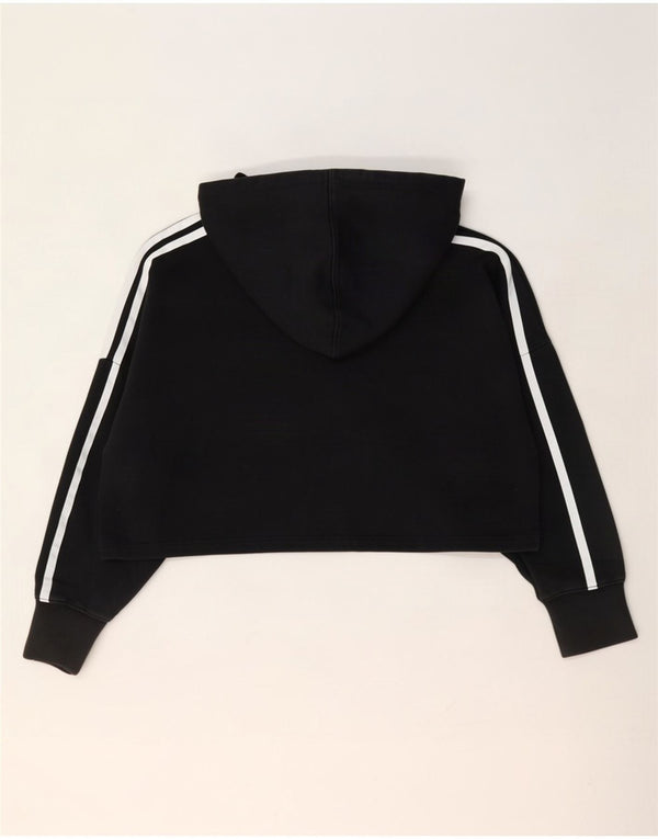 Adidas Womens Crop Oversized Hoodie Jumper UK 8 Small Black