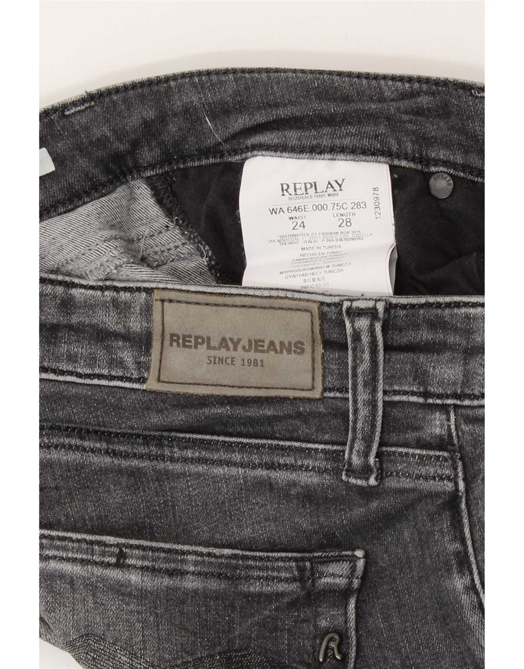 Replay Womens Crop Slim Jeans W24 L24 Γκρι βαμβακερό