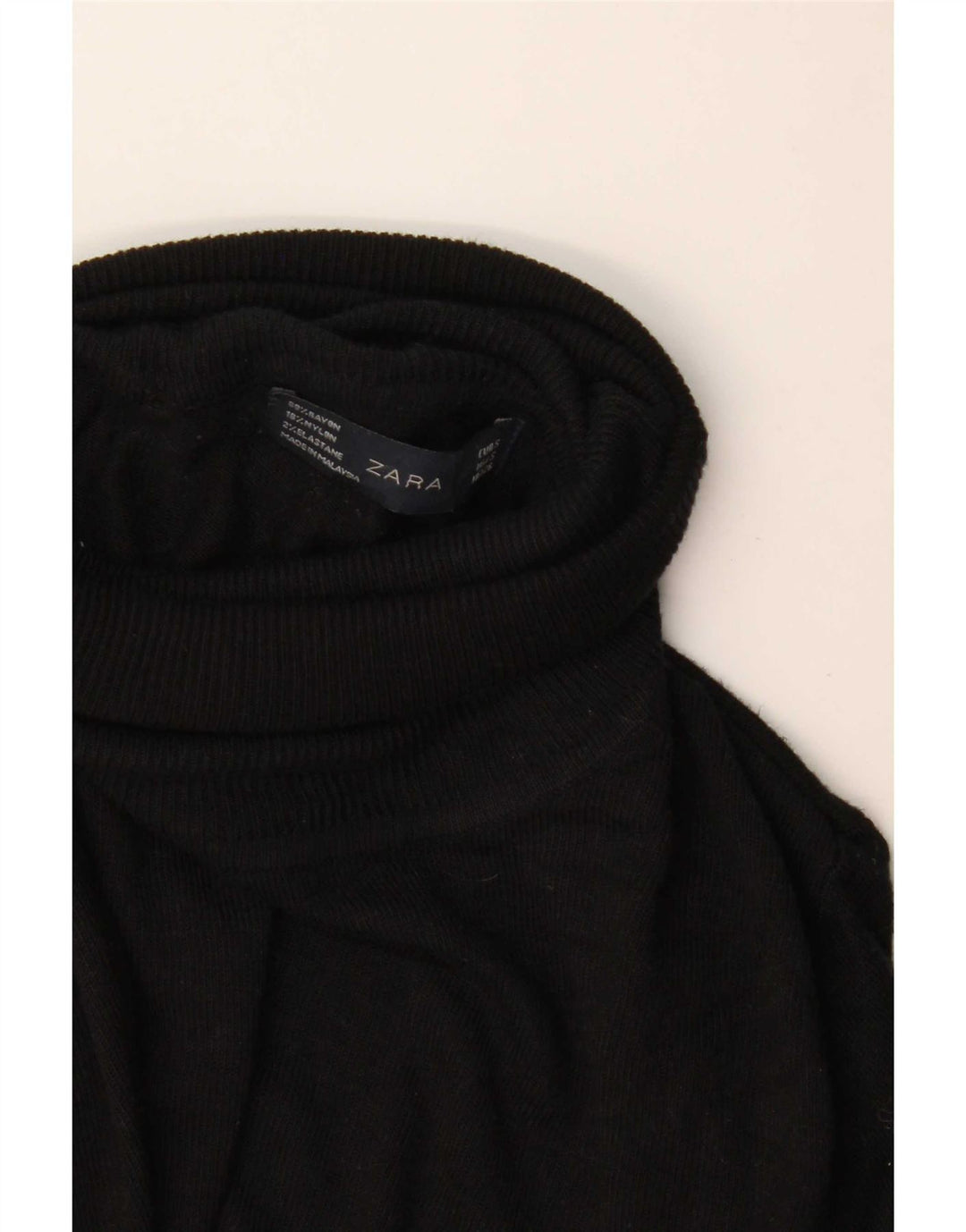Zara Γυναικείο πουλόβερ με ρολό λαιμόκοψη UK 10 Small Black Rayon