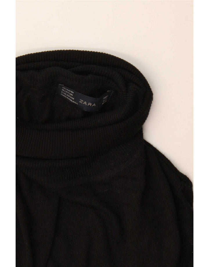Zara Γυναικείο πουλόβερ με ρολό λαιμόκοψη UK 10 Small Black Rayon