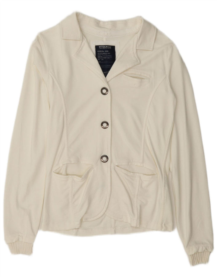 Woolrich Γυναικείο μπλέιζερ 3 κουμπιών UK 12 Βαμβακερό μεσαίο ανοιχτό λευκό
