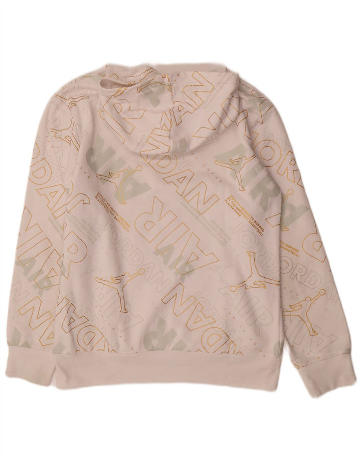 JORDAN Boys Graphic Hoodie Jumper 13-14 Years XL White Cotton