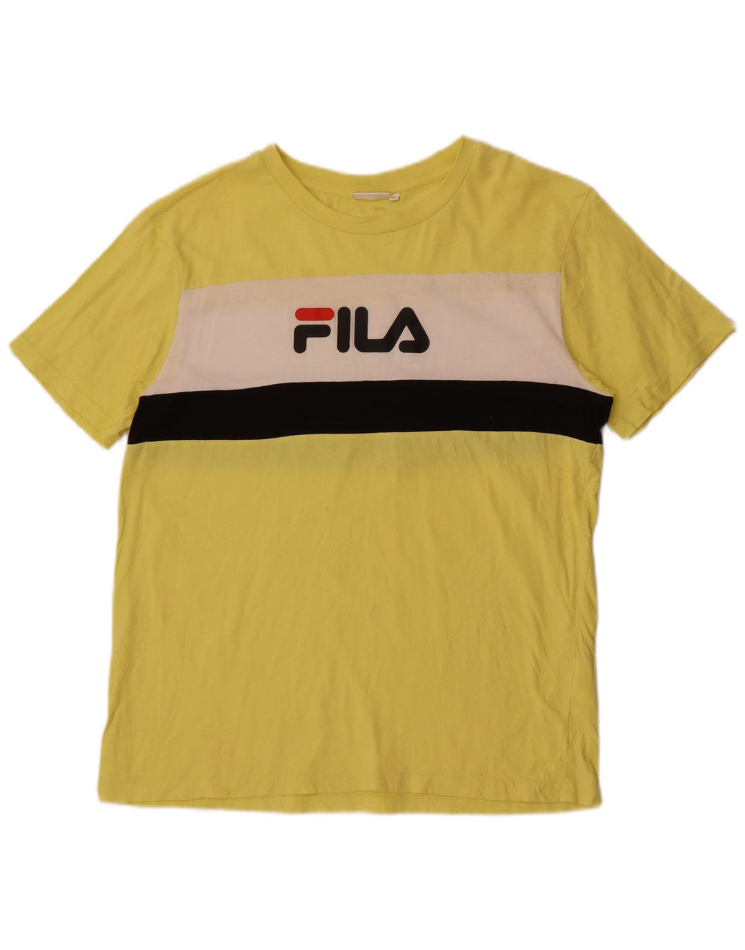 Ανδρικό γραφικό μπλουζάκι Fila Top Medium Yellow Colourblock Βαμβακερό