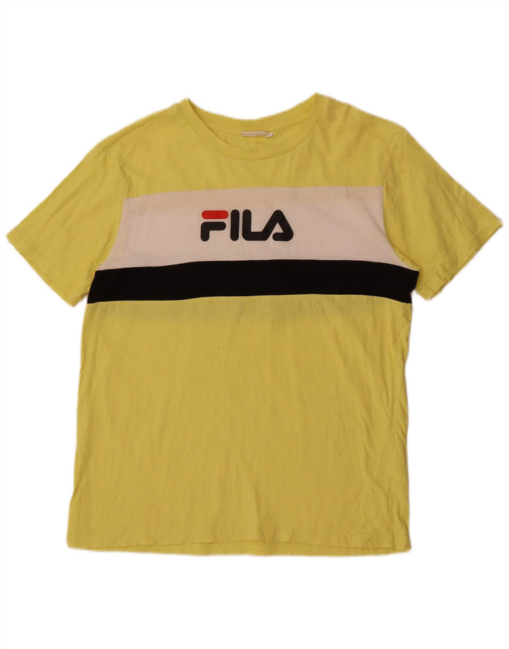 Ανδρικό γραφικό μπλουζάκι Fila Top Medium Yellow Colourblock Βαμβακερό