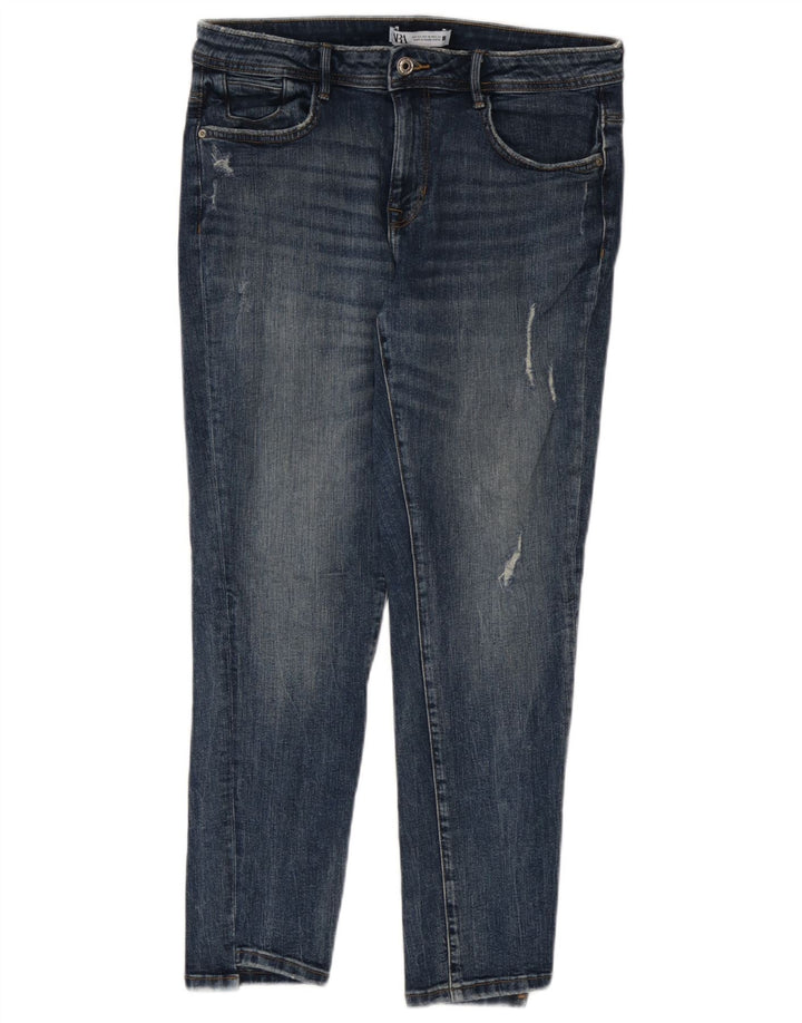 Zara Womens Distressed Slim Jeans EU 42 Large W32 L27 Blue