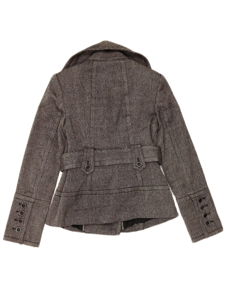 Zara Γυναικείο παλτό μπιζελιού UK 12 Μεσαίο Γκρι Πολυεστέρας ψαροκόκαλου