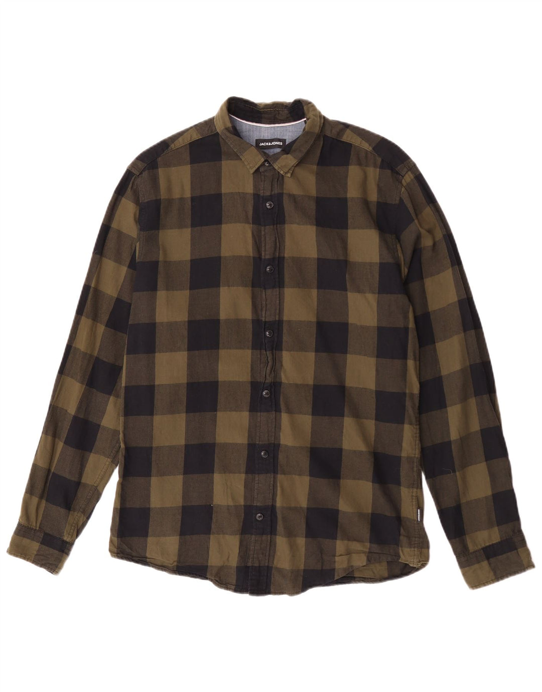 Ανδρικό φανελένιο πουκάμισο Jack & Jones από μεσαίο χακί βαμβακερό Gingham