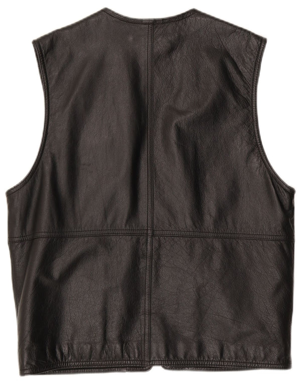 Via Cortesa Mens Leather Gilet IT 48 Medium Black Leather