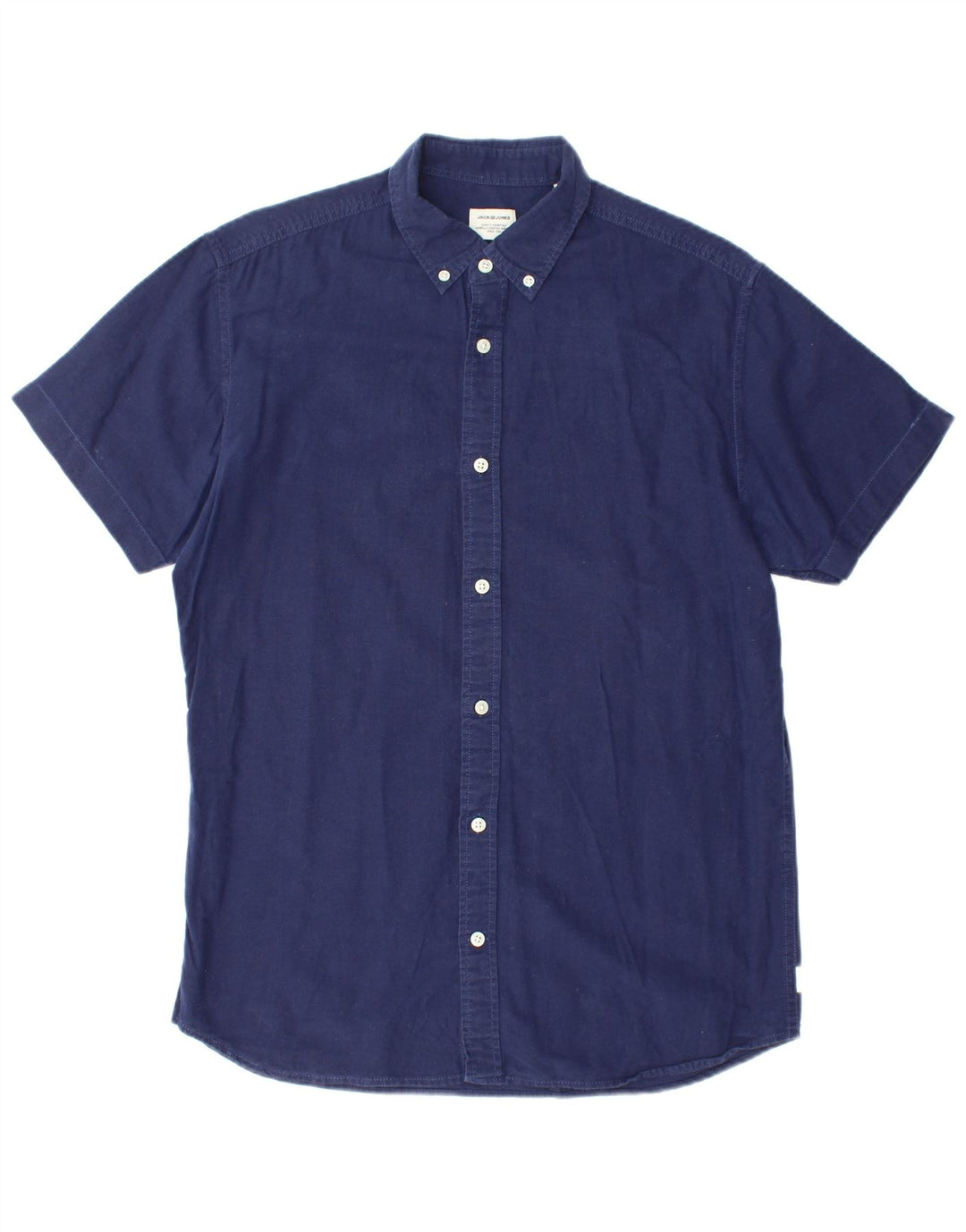 JACK & JONES Ανδρικό κοντομάνικο πουκάμισο μεσαίο μπλε ναυτικό