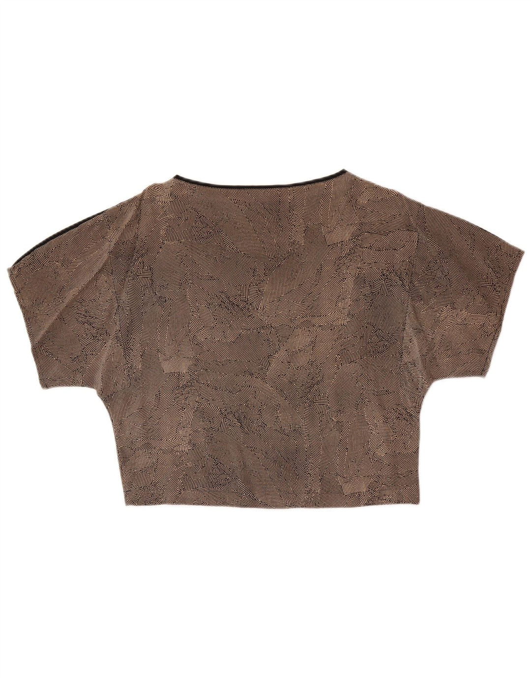 Vintage γυναικεία μπλούζα Crop τοπ UK 14 Medium Brown Spotted Silk