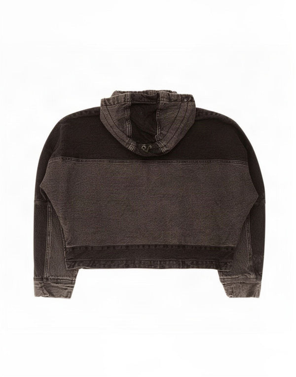 Zara Ανδρικό τζιν μπουφάν με κουκούλα UK 36 Small Grey Colourblock
