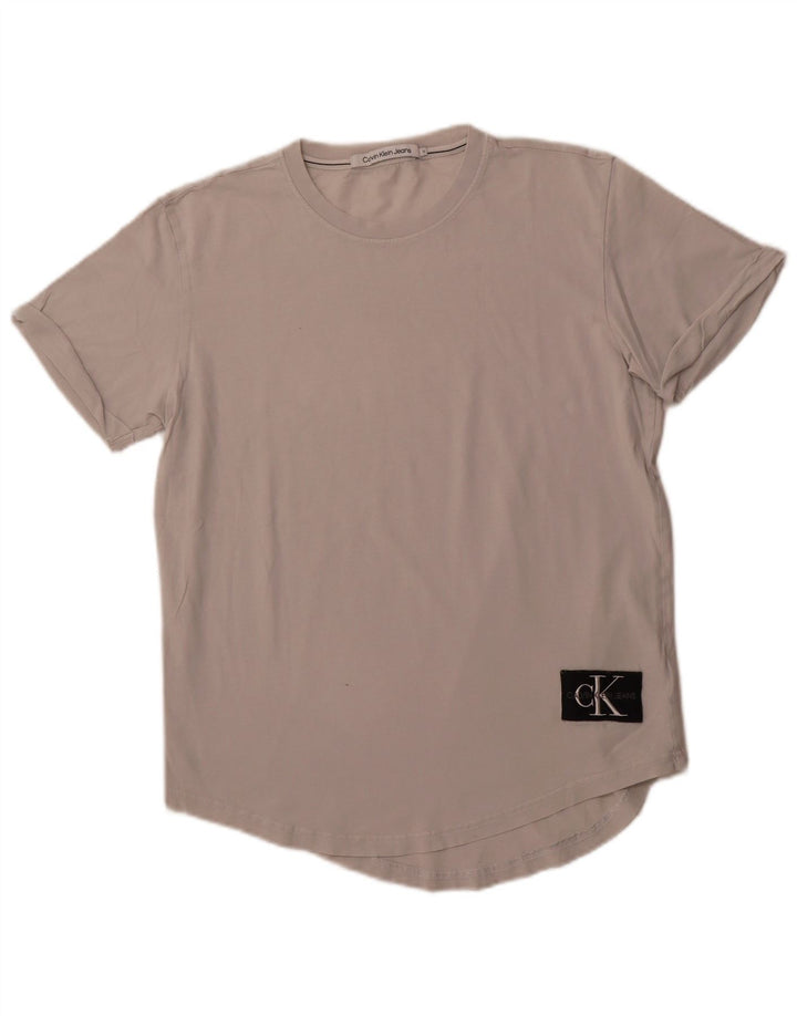 Ανδρικό γραφικό μπλουζάκι CALVIN KLEIN JEANS Μπλουζάκι από μεσαίο λευκό βαμβάκι