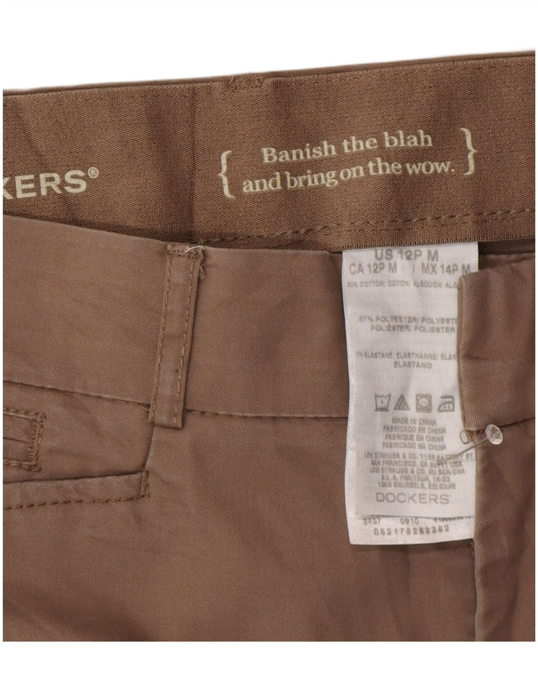 DOCKERS Γυναικείο ίσιο casual παντελόνι US 12 Large W32 L28 Brown