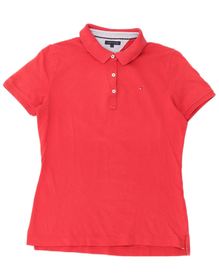 Tommy Hilfiger γυναικείο μπλουζάκι πόλο UK 14 μεγάλο κόκκινο