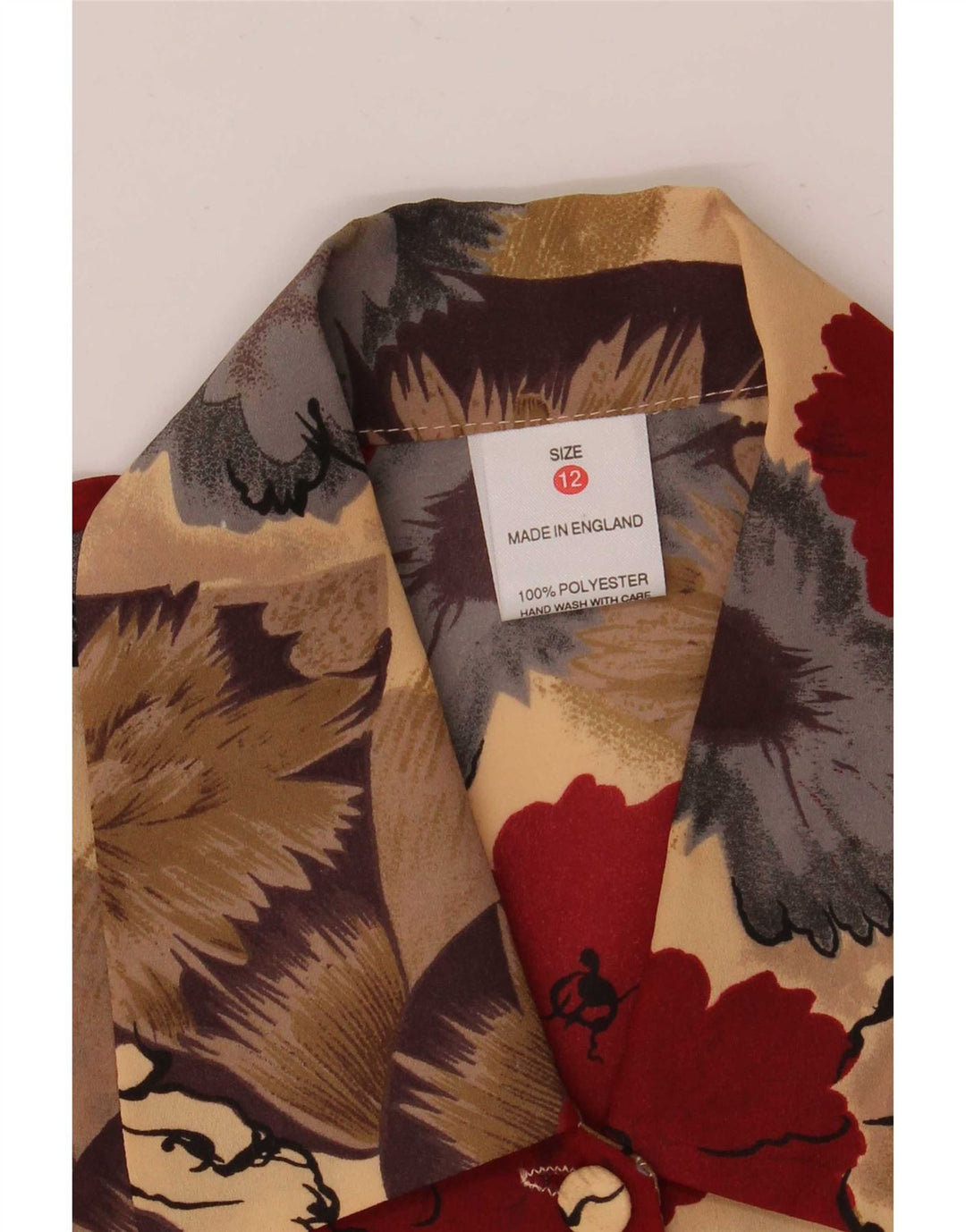 Vintage γυναικείο πουκάμισο μπλούζα UK 12 Medium Πολύχρωμο Floral Πολυεστέρας