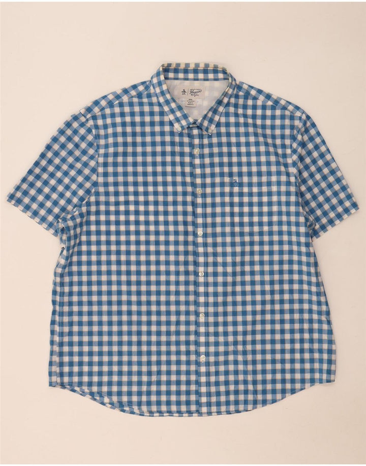 Ανδρικό κοντομάνικο πουκάμισο Penguin 3XL Blue Gingham