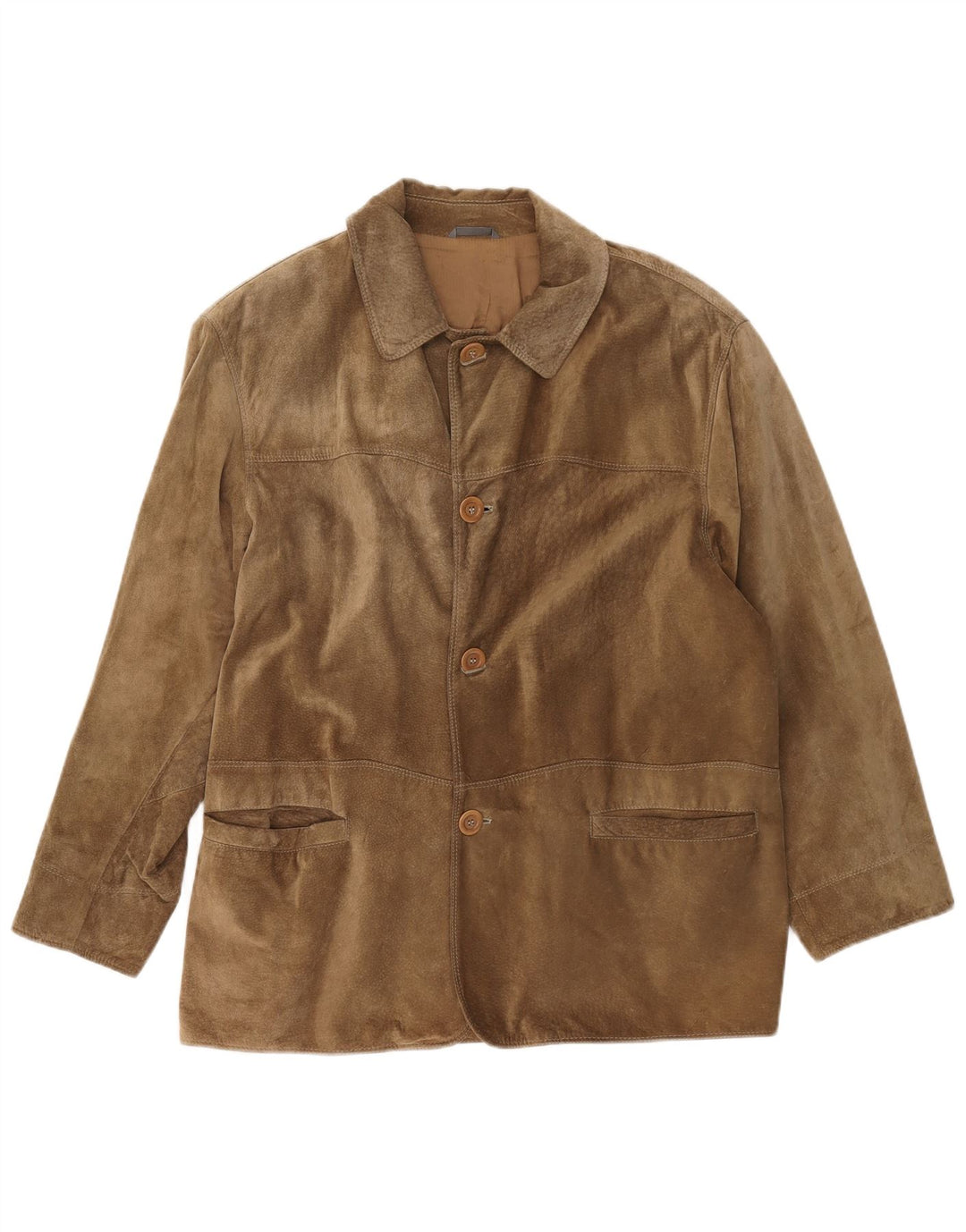 Vintage Ανδρικό Suede Blazer Jacket IT 48 Δερμάτινο μεσαίο καφέ