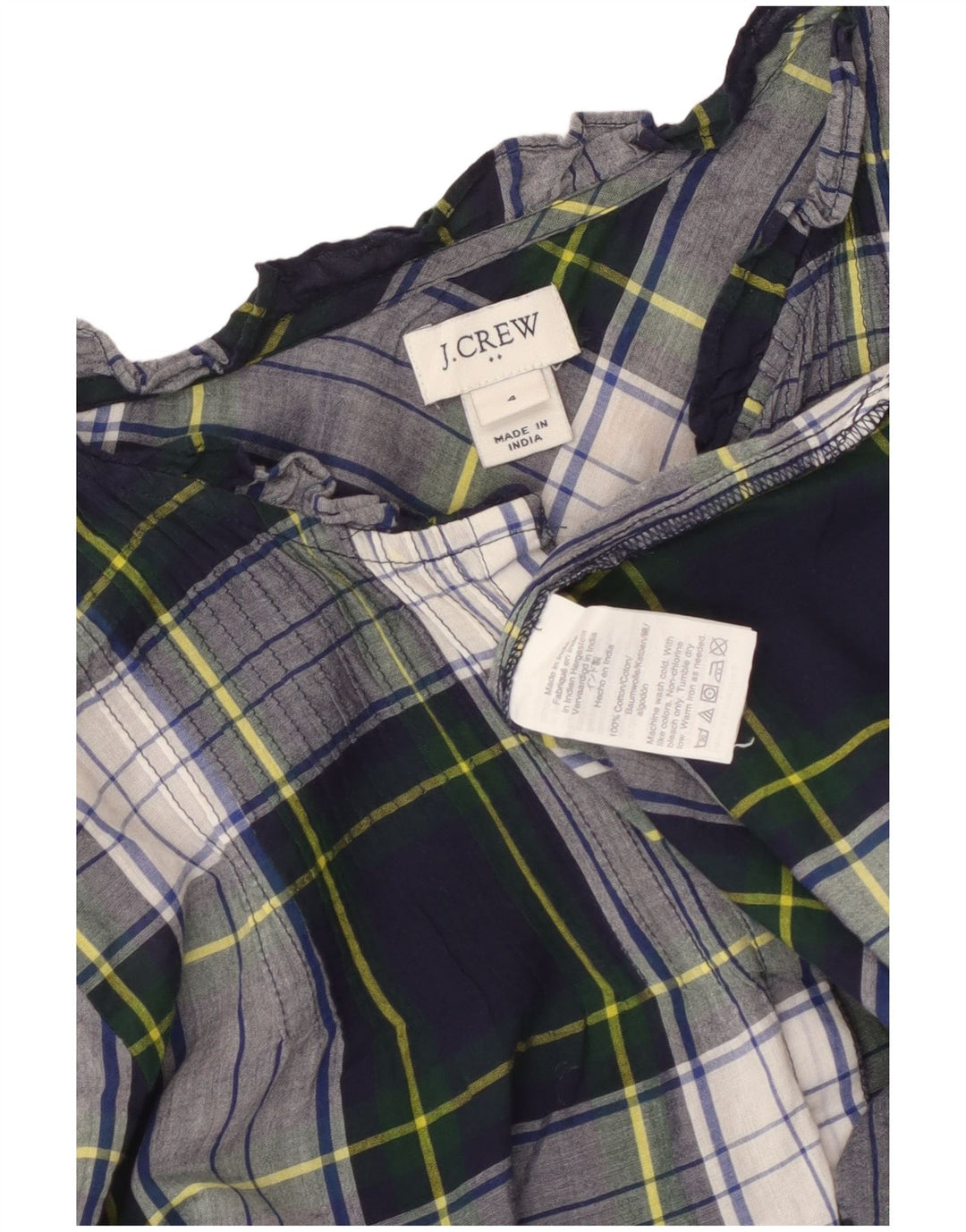 J. CREW Γυναικείο πουλόβερ Μπλούζα US 4 Small Navy Blue Check Cotton